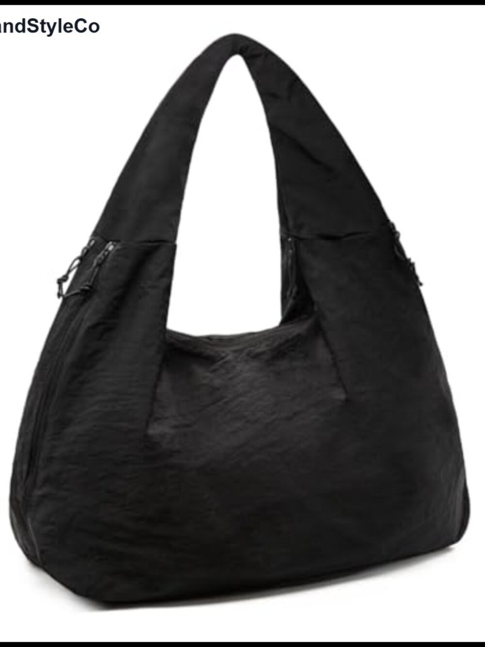 Womens Nylon Slouchy Hobo Tote with Zipper Pockets